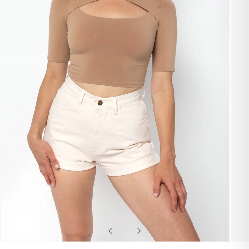 Los Angeles Apparel Tan Cutout Crop Top